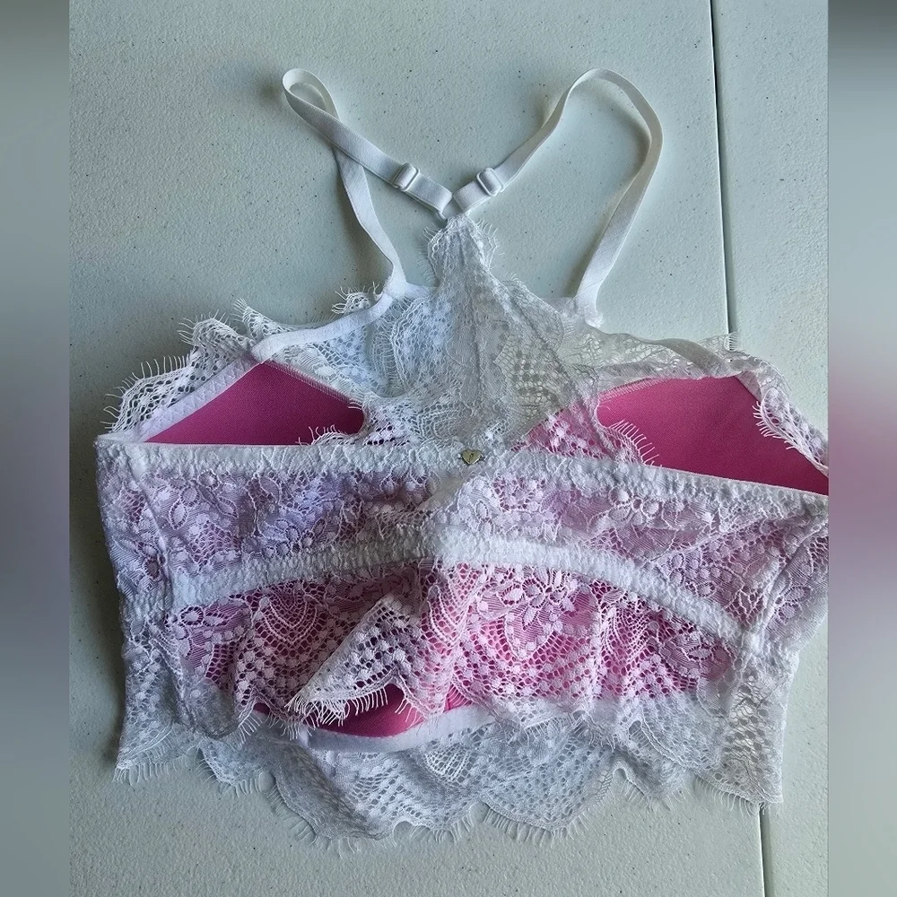 Victoria Secret Pink White Lace Bralette size S